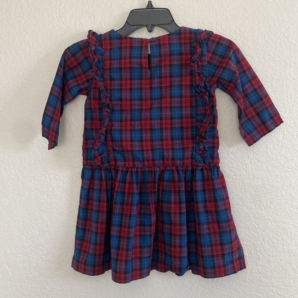 Tea Collection Blue Plaid Ruffle Hem Dress. Size 6 - Picture 6 of 9